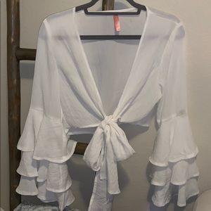 White fox- White tie top medium/large top